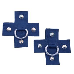 Studded Leather X Cross Shaped Pasties with D Ring